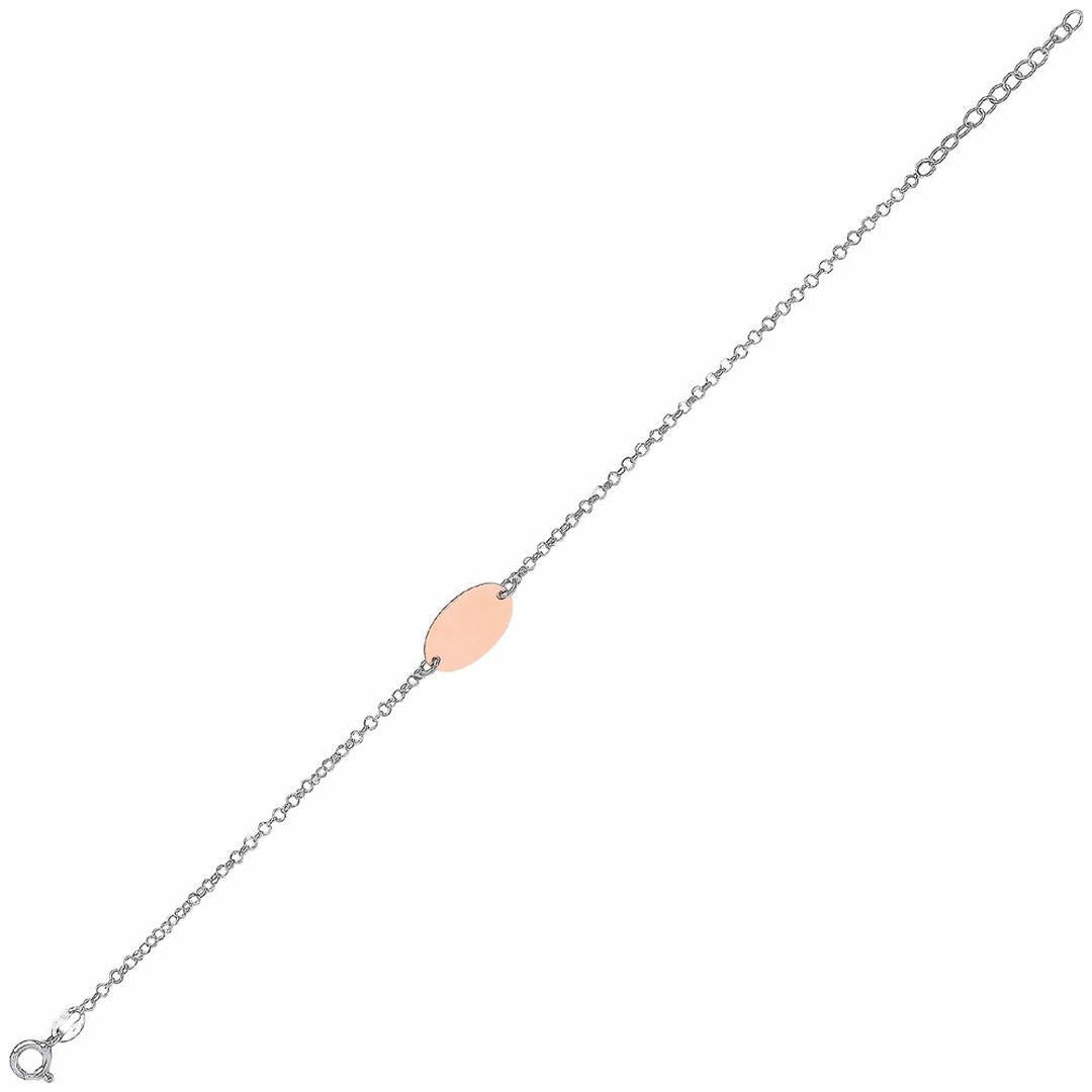2-Colour Silver  ID 19mm Oval Disc Tag ID Bracelet - GVB222
