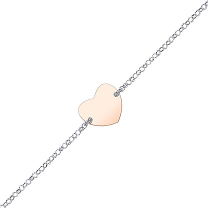 Rose Silver  ID 17mm Heart Tag ID Bracelet 11mm 6.25" - GVB223