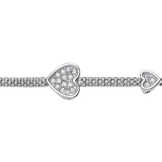 Silver  CZ Correana Pave Heart Bracelet - GVB244