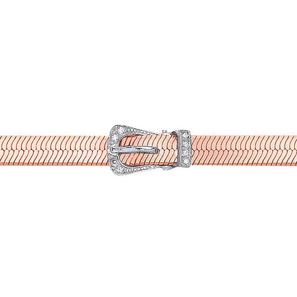 Rose Silver  CZ Herringbone Belt Buckle Bracelet - GVB250