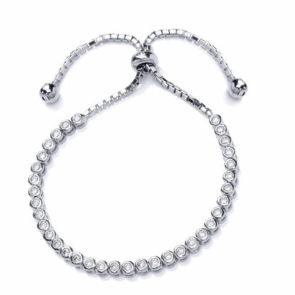 Silver  CZ Tennis Eternity Adjustable Toggle Slider Bracelet 3mm - GVB255RH