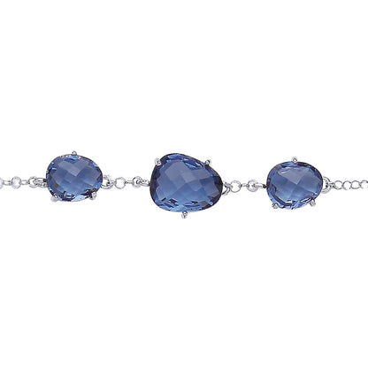 Silver  Blue irregular-shape CZ Nugget Bracelet - GVB266