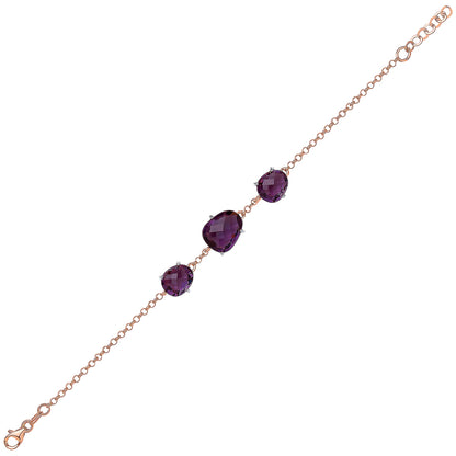 Rose Silver  Purple irregular-shape CZ Nugget Bracelet - GVB267AM