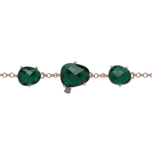 Rose Silver  Green irregular-shape CZ Nugget Bracelet - GVB268