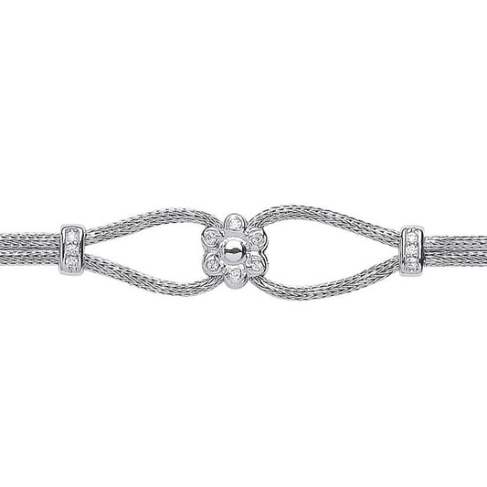 Silver  CZ Correana Infinity Daisy Knot Bracelet - GVB275