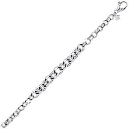 Silver  Graduated Hollow Belcher Chain Bracelet 10mm 8.25 inch - GVB280