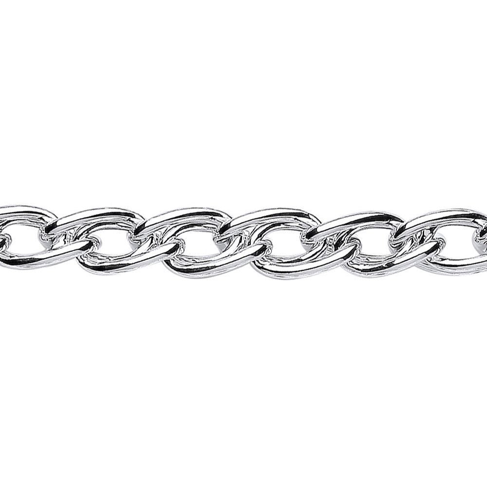 Silver  Twisted Double Curb Link Chain Bracelet 9mm 8.25 inch - GVB281