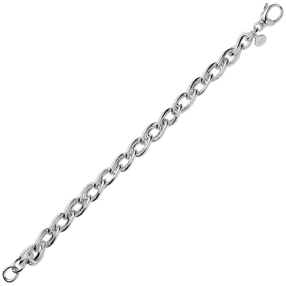 Silver  Twisted Double Curb Link Chain Bracelet 9mm 8.25 inch - GVB281