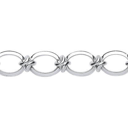 Silver  Flat Oval Chain Bracelet 12mm 8 inch - GVB283