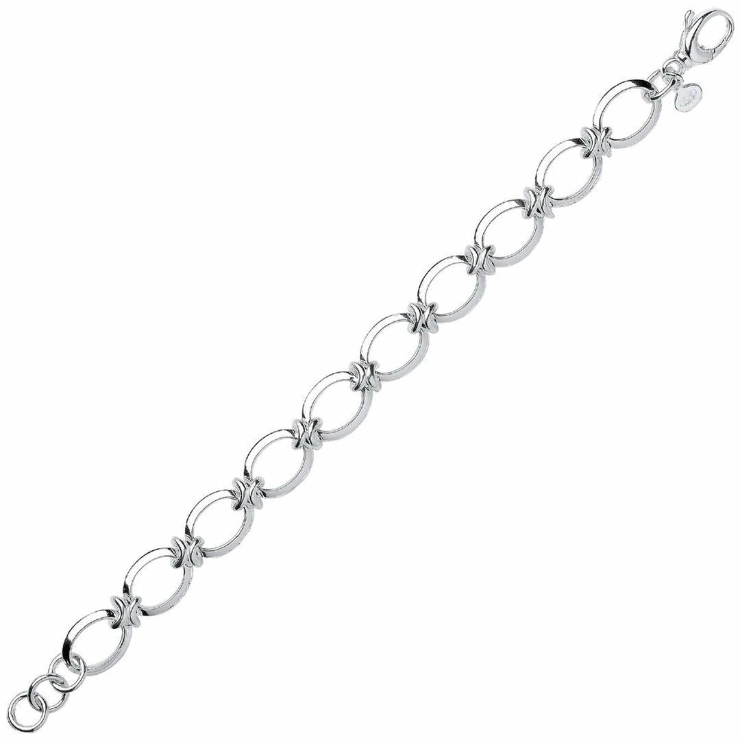 Silver  Flat Oval Chain Bracelet 12mm 8 inch - GVB283