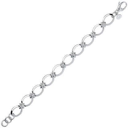 Silver  Flat Oval Chain Bracelet 12mm 8 inch - GVB283