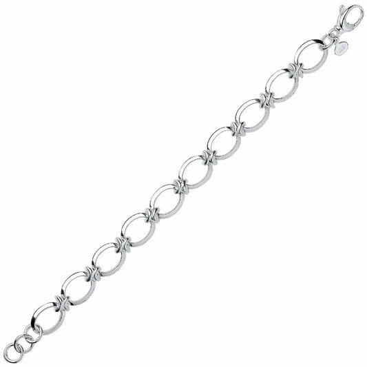Silver  Flat Oval Chain Bracelet 12mm 8 inch - GVB283