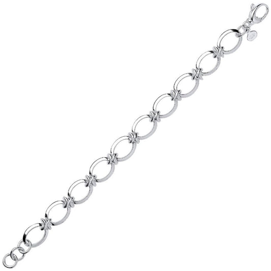 Silver  Flat Oval Chain Bracelet 12mm 8 inch - GVB283