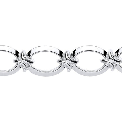 Silver  Flat Oval Chain Bracelet 16mm 8inch - GVB284