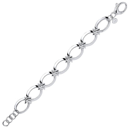 Silver  Flat Oval Chain Bracelet 16mm 8inch - GVB284