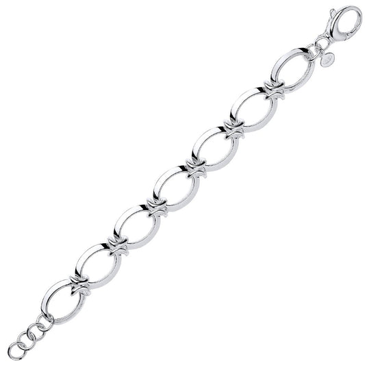 Silver  Flat Oval Chain Bracelet 16mm 8inch - GVB284