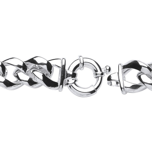 Silver  Curb Link Chain Bracelet 13mm 8 inch - GVB285