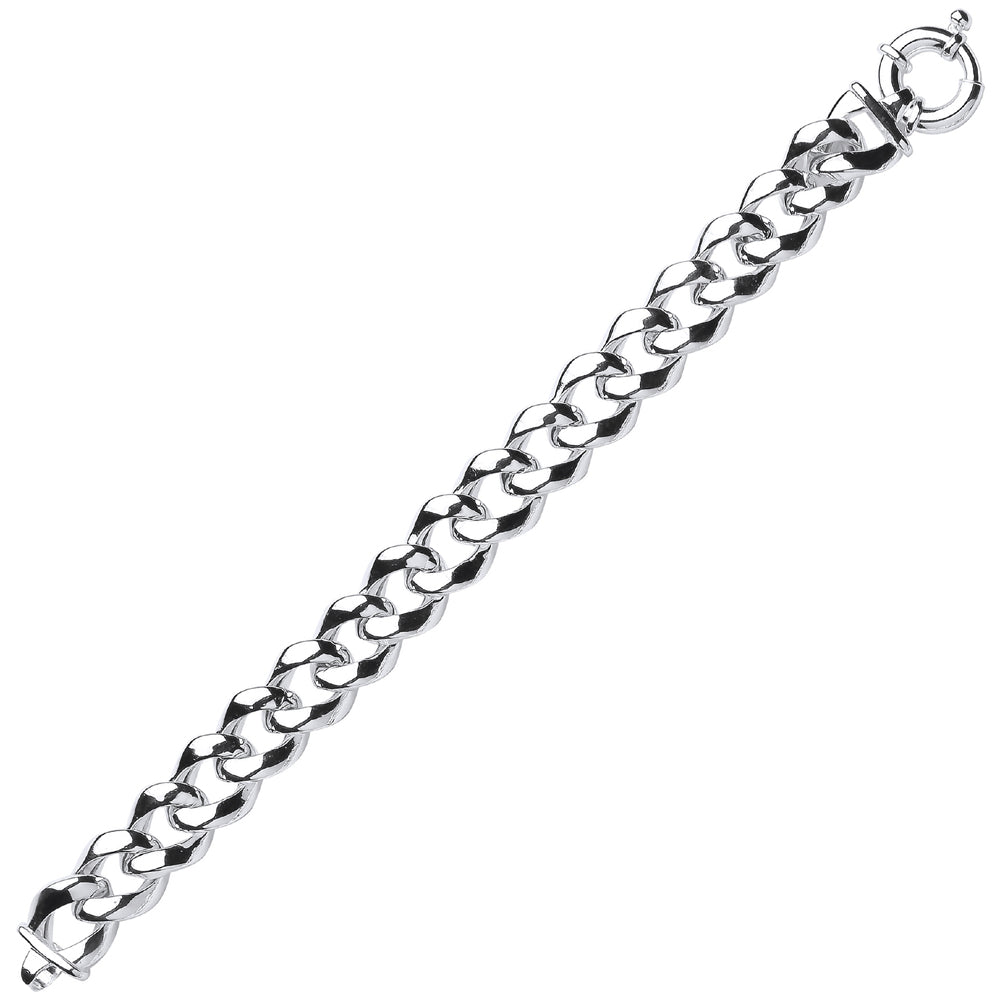 Silver  Curb Link Chain Bracelet 13mm 8 inch - GVB285