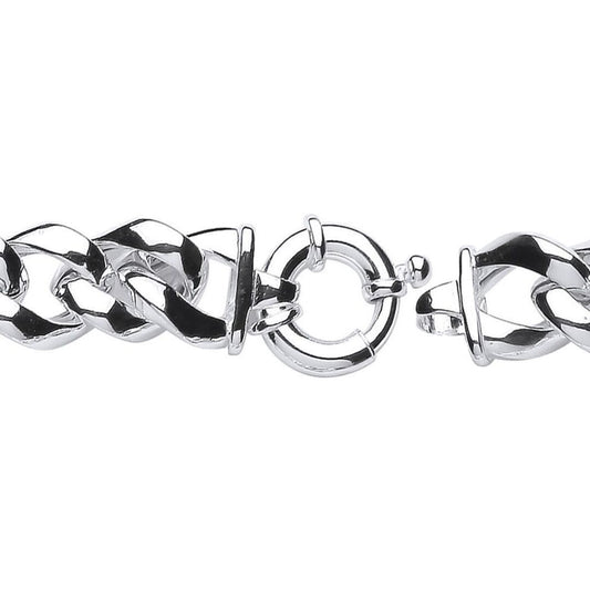 Silver Curb Link Chain Bracelet 13mm 8 inch - GVB285