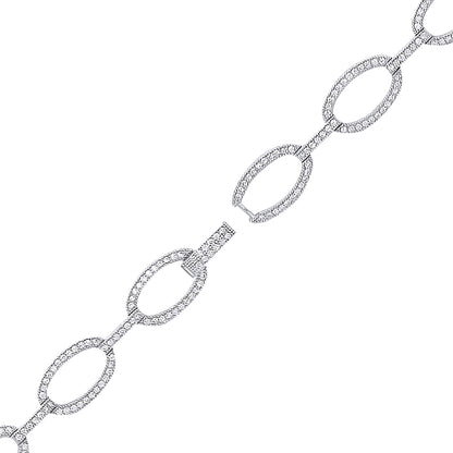 Silver  CZ Flat Oval Belcher Tennis Bracelet 7mm 7.5 inch - GVB292