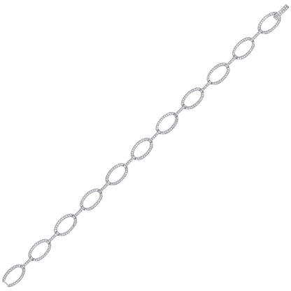 Silver  CZ Flat Oval Belcher Tennis Bracelet 7mm 7.5 inch - GVB292