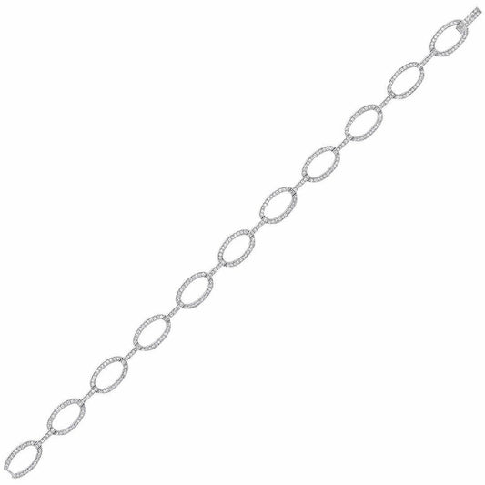 Silver  CZ Flat Oval Belcher Tennis Bracelet 7mm 7.5 inch - GVB292