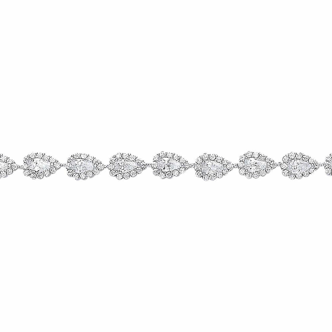 Silver  Pear CZ Tears of Joy Tennis Bracelet 6mm 7 inch - GVB293