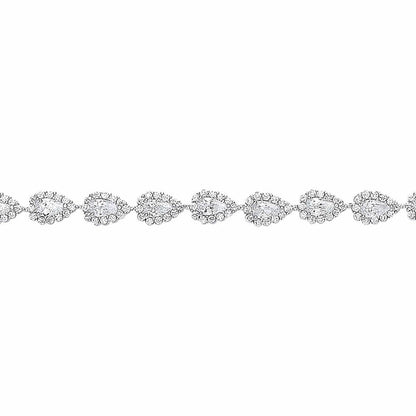 Silver  Pear CZ Tears of Joy Tennis Bracelet 6mm 7 inch - GVB293