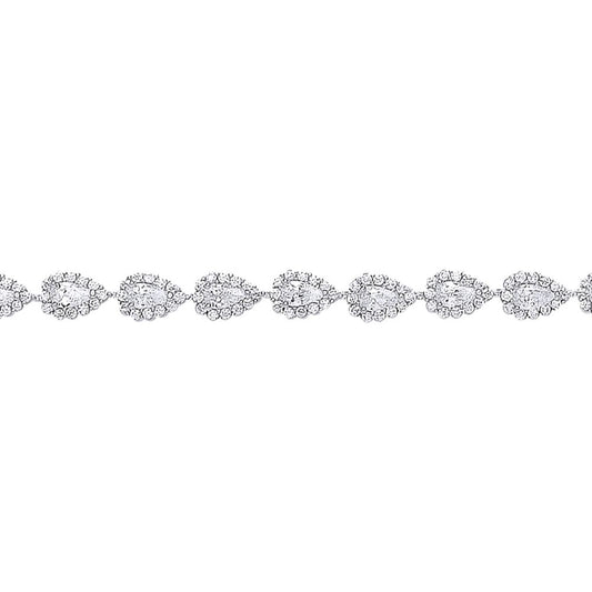 Silver  Pear CZ Tears of Joy Tennis Bracelet 6mm 7 inch - GVB293