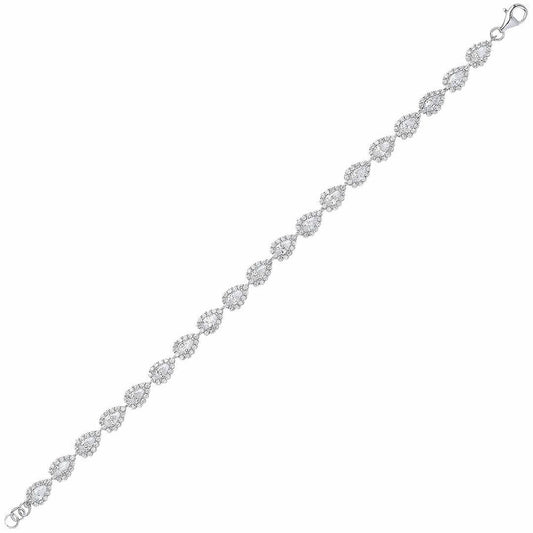 Silver  Pear CZ Tears of Joy Tennis Bracelet 6mm 7 inch - GVB293