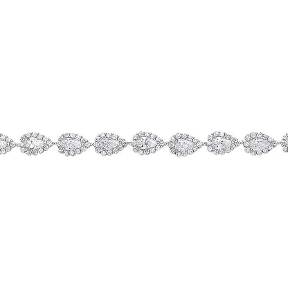 Silver  Pear CZ Tears of Joy Tennis Bracelet 6mm 7 inch - GVB293