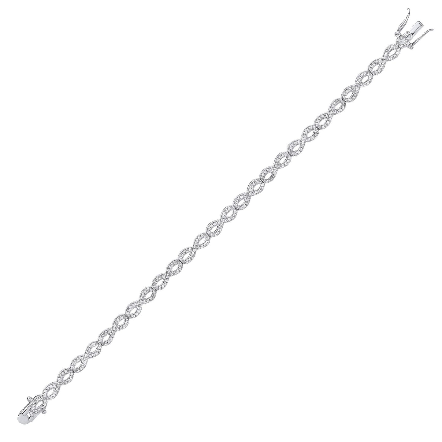 Silver  CZ Infinity Figure 8 Eternity Tennis Bracelet 4mm 7.5 inch - GVB294RH