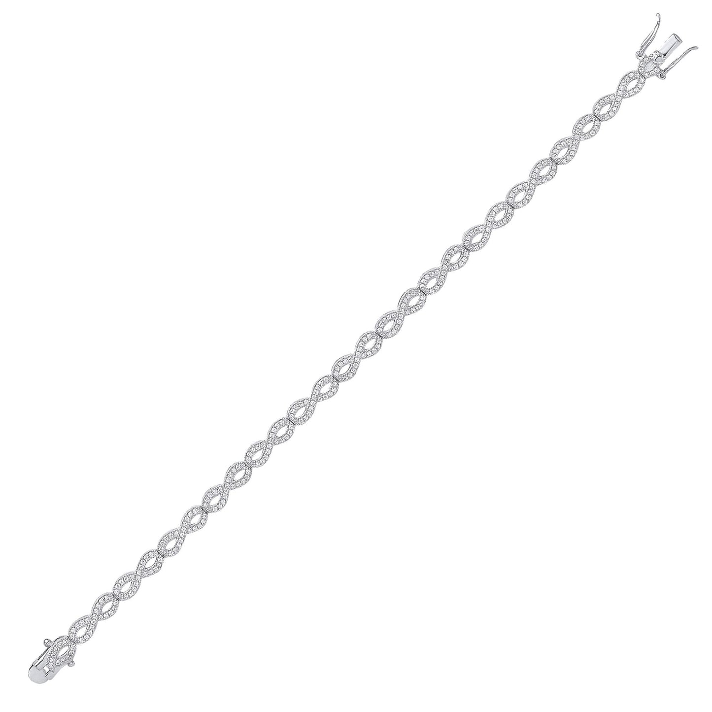 Silver  CZ Infinity Figure 8 Eternity Tennis Bracelet 4mm 7.5 inch - GVB294RH