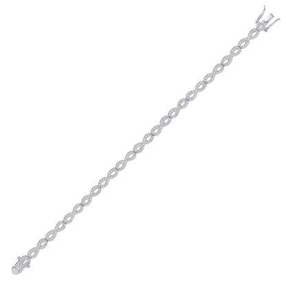 Silver  CZ Infinity Figure 8 Eternity Tennis Bracelet 4mm 7.5 inch - GVB294RH