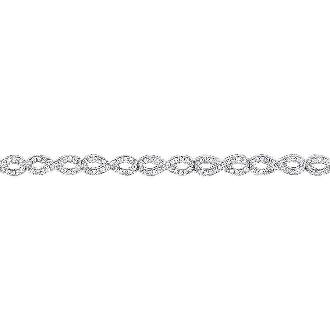 Silver  CZ Infinity Figure 8 Eternity Tennis Bracelet 4mm 7.5 inch - GVB294RH