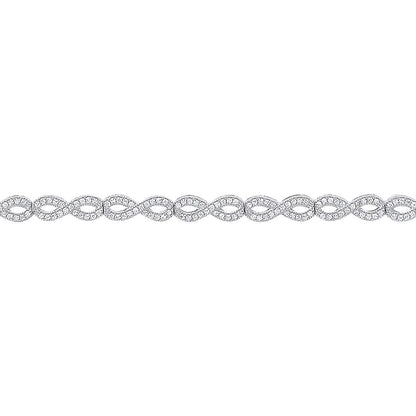 Silver  CZ Infinity Figure 8 Eternity Tennis Bracelet 4mm 7.5 inch - GVB294RH
