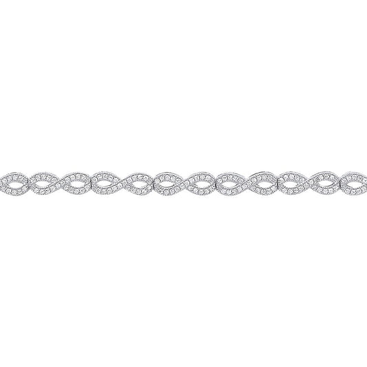 Silver  CZ Infinity Figure 8 Eternity Tennis Bracelet 4mm 7.5 inch - GVB294RH