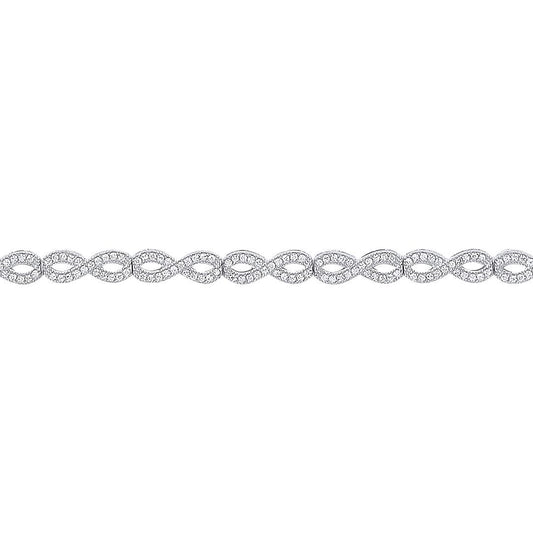 Silver  CZ Infinity Figure 8 Eternity Tennis Bracelet 4mm 7.5 inch - GVB294RH