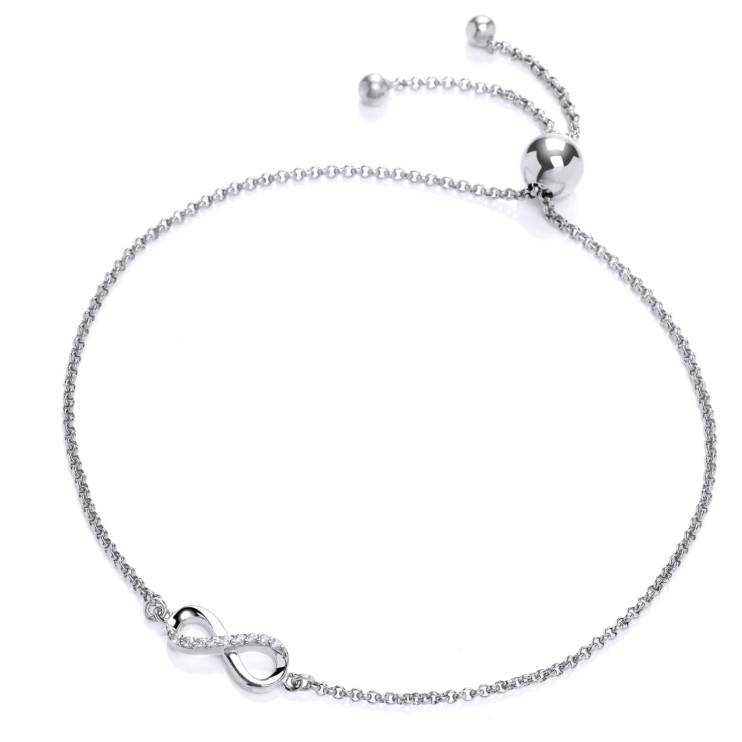 Silver  CZ Infinity Adjustable Toggle Slider Bracelet 6mm - GVB305