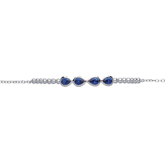 Silver  blue pear CZ Bubble Teardrop Tennis Bracelet - GVB328