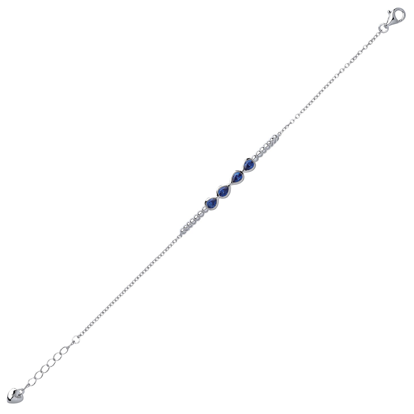 Silver  blue pear CZ Bubble Teardrop Tennis Bracelet - GVB328