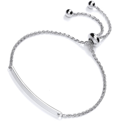 Silver  ID Bar Spiga Chain Adjustable Toggle Slider Bracelet 1.5mm - GVB337