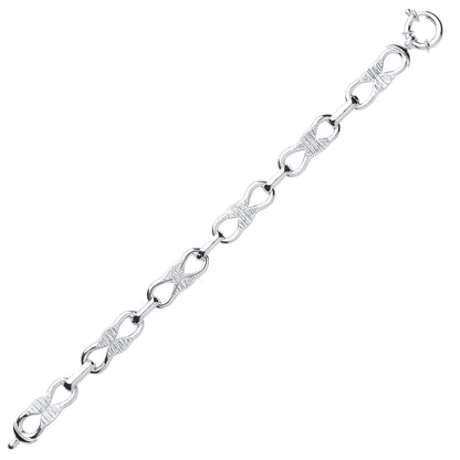 Silver  Flattened Infinity Anchor Chain Bracelet - GVB338