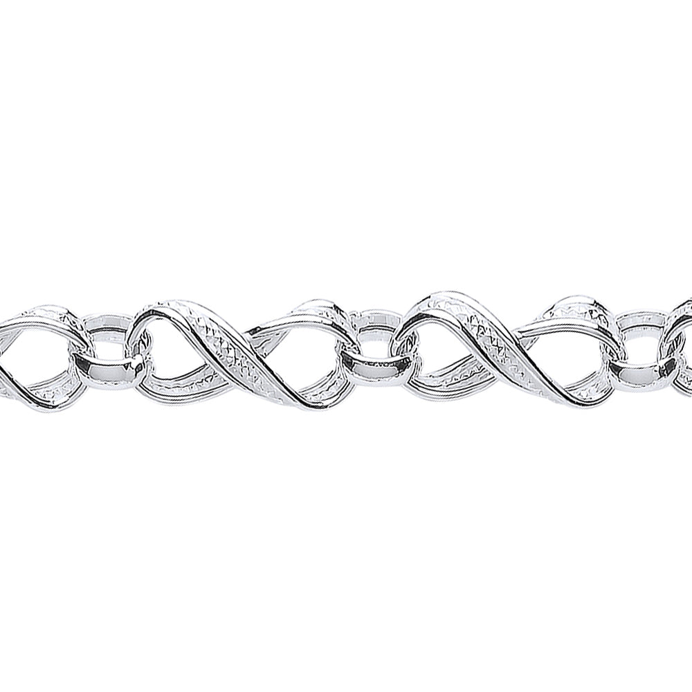 Silver  Sparkling Twist Infinity Chain Bracelet - GVB344