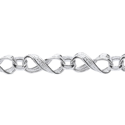 Silver  Sparkling Twist Infinity Chain Bracelet - GVB344