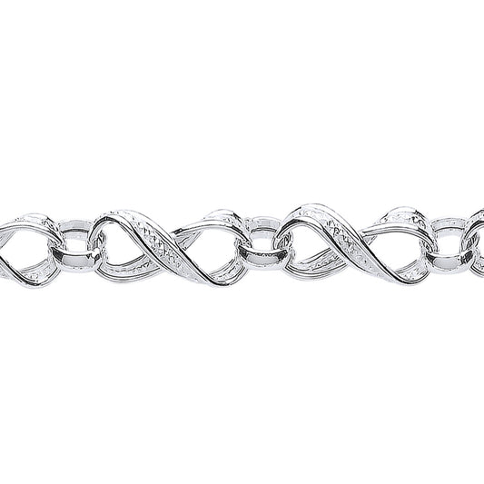 Silver  Sparkling Twist Infinity Chain Bracelet - GVB344