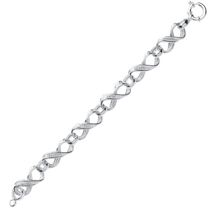 Silver  Sparkling Twist Infinity Chain Bracelet - GVB344