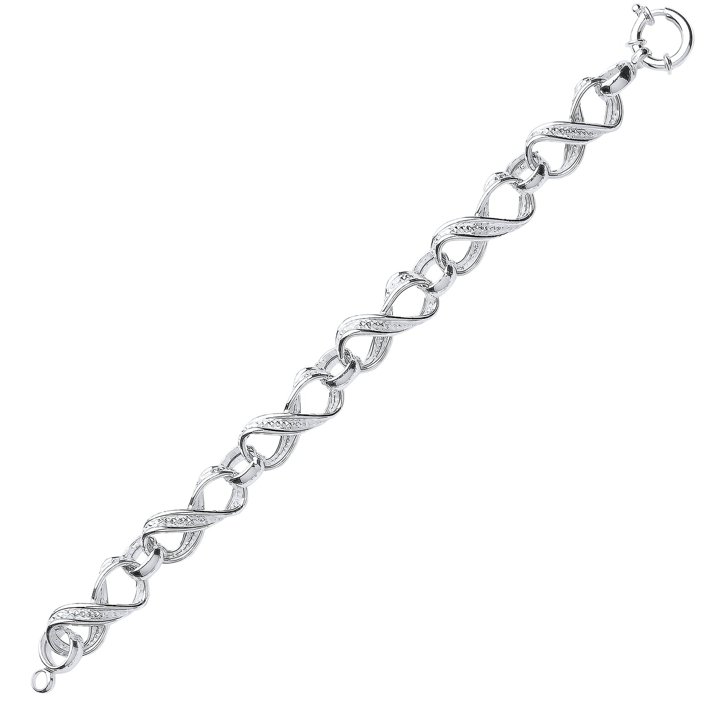 Silver  Sparkling Twist Infinity Chain Bracelet - GVB344