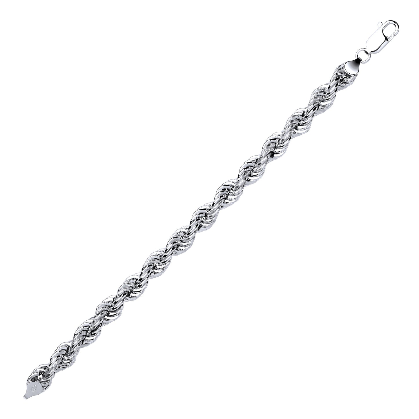 Silver  Chunky Rope Chain Bracelet 8mm 7.75 inch - GVB348