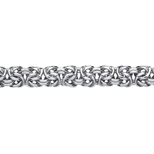 Silver Chunky Square Byzantine Chain Bracelet 12mm 8.25 inch - GVB351